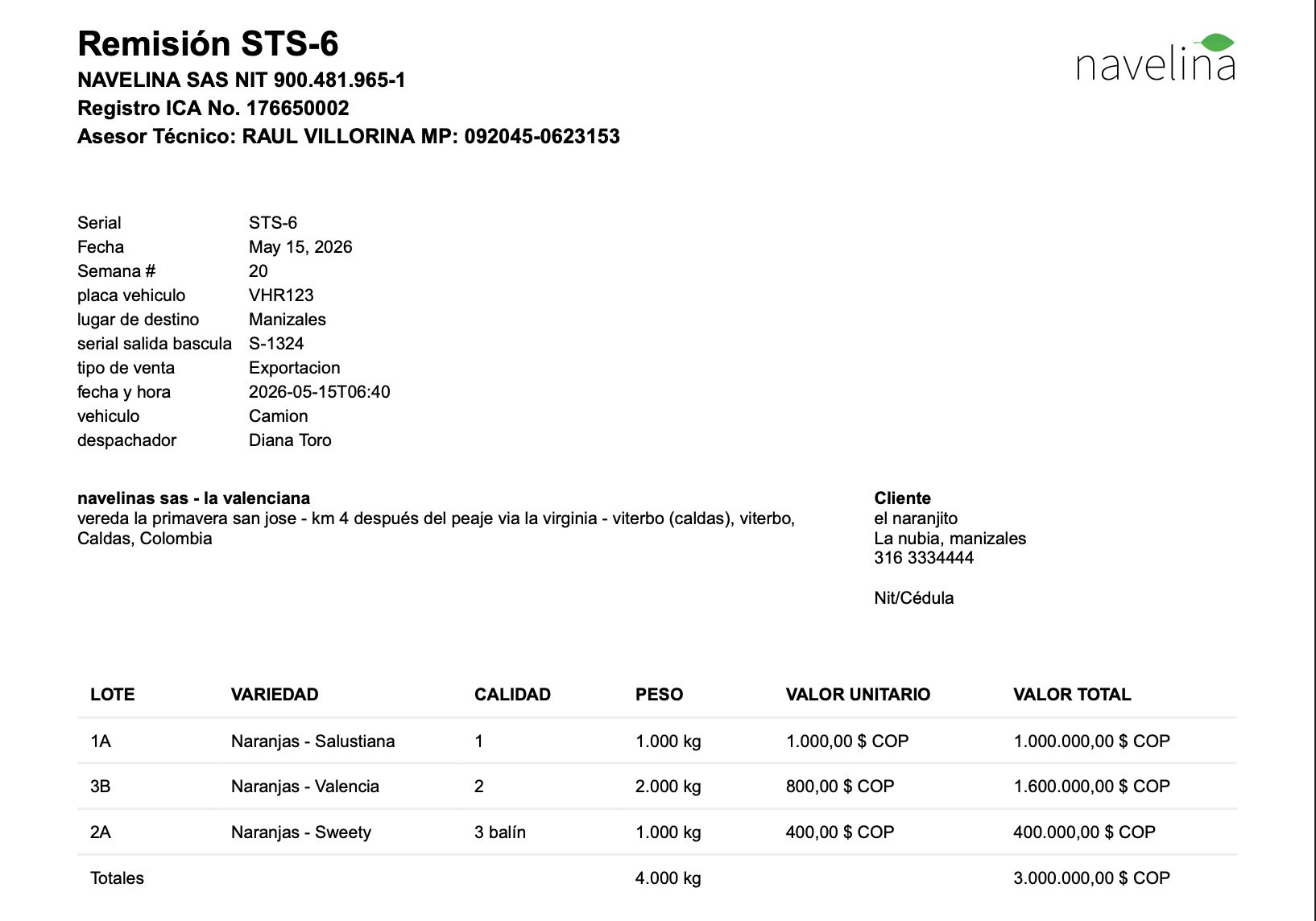 Arlo sales statements view by buyer, lot, and harvest entry